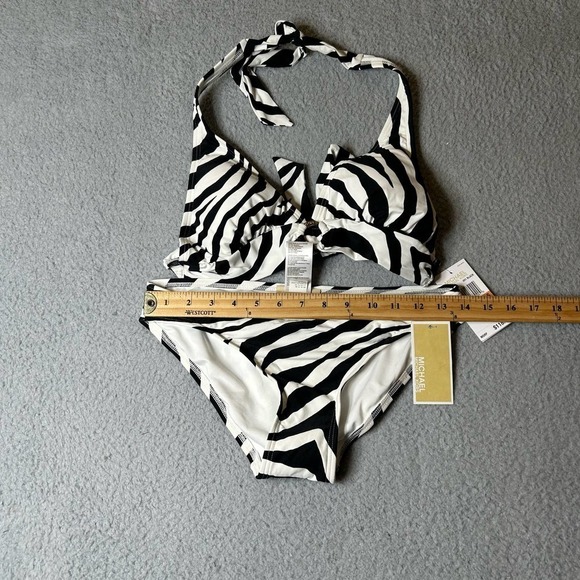 Michael Kors Swim Bikini Set Women S Black White Zebra Print Beach Pool Swim NEW - Picture 5 of 10